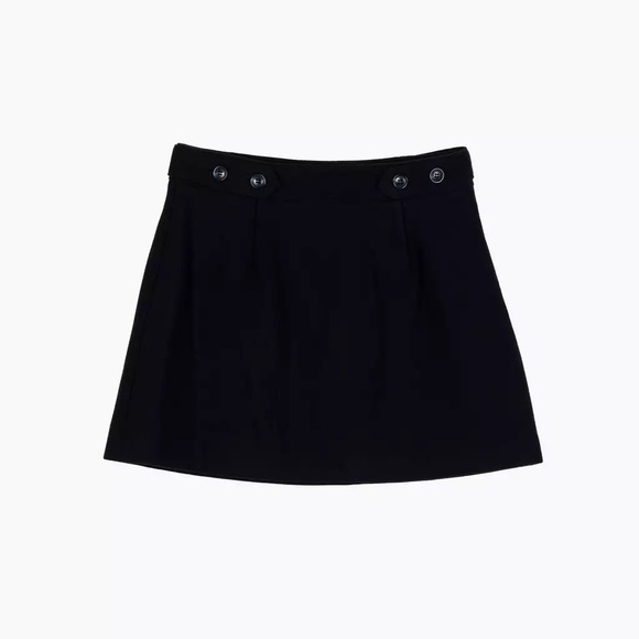 Doen Chieri Wool Button Micro Mini A Line Skirt Deep Navy - Picture 13 of 14